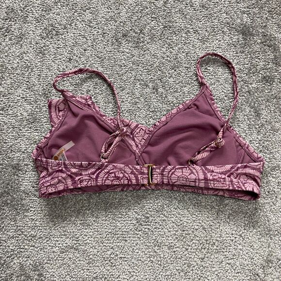 Shade & Shore Swimwear Bikini Top Womens Medium Multi Geometric Ruffle Spaghetti - Picture 2 of 14